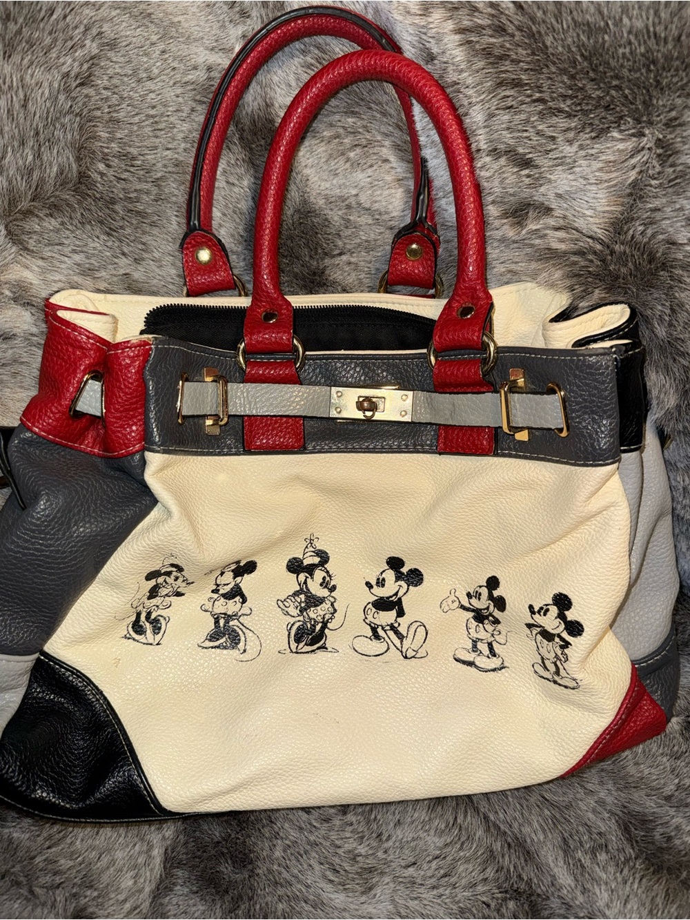 The Bradford Exchange Red, Cream, Black Multi-Character Leather Satchel